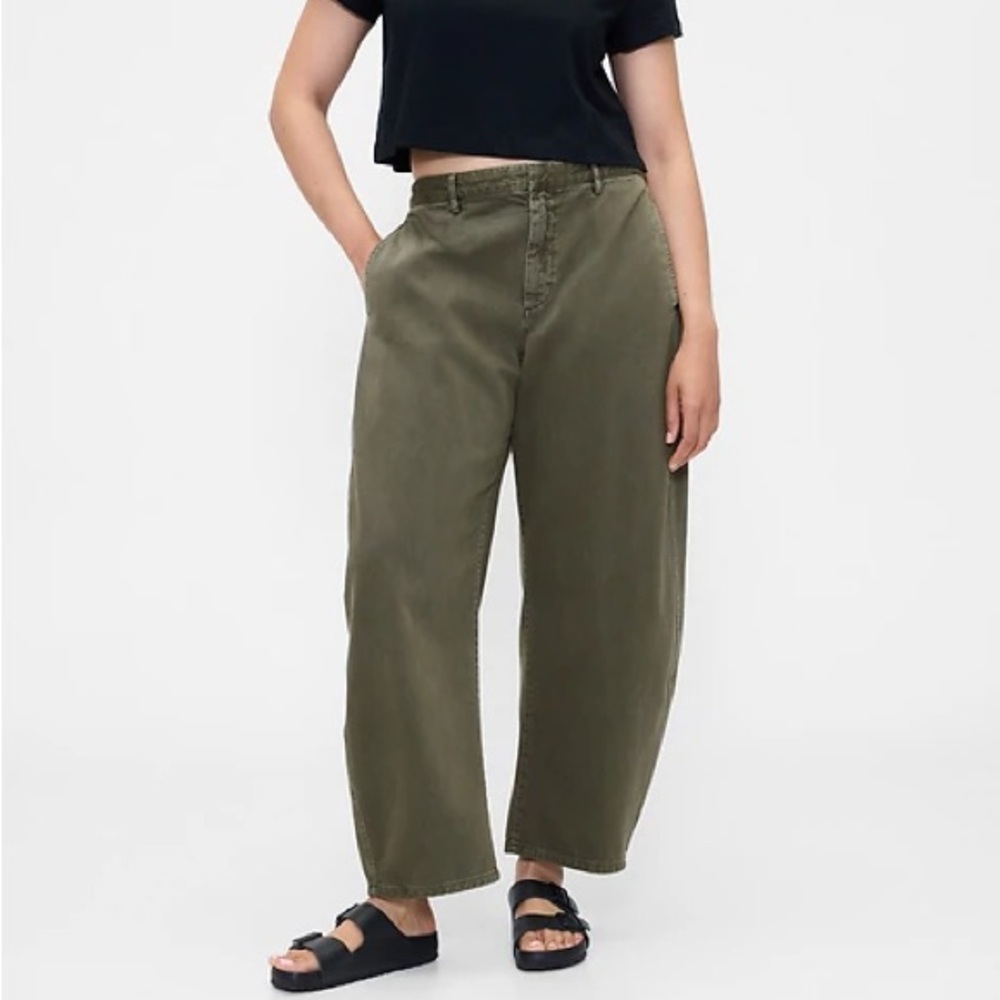 GAP Barrel Leg High-Rise Olive Green Pants